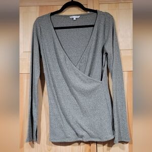 Culture Code Moss Green Ribbed Long Sleeve Top Size L